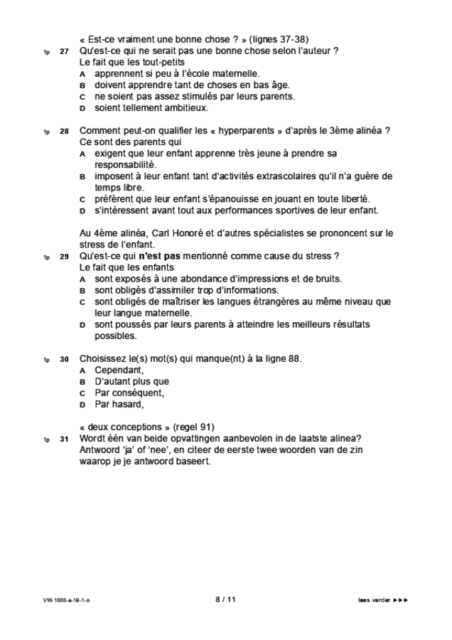 Opgaven examen VWO Frans 2019, tijdvak 1. Pagina 8