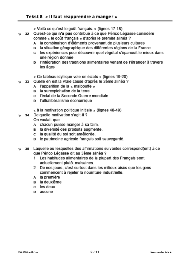 Opgaven examen VWO Frans 2019, tijdvak 1. Pagina 9