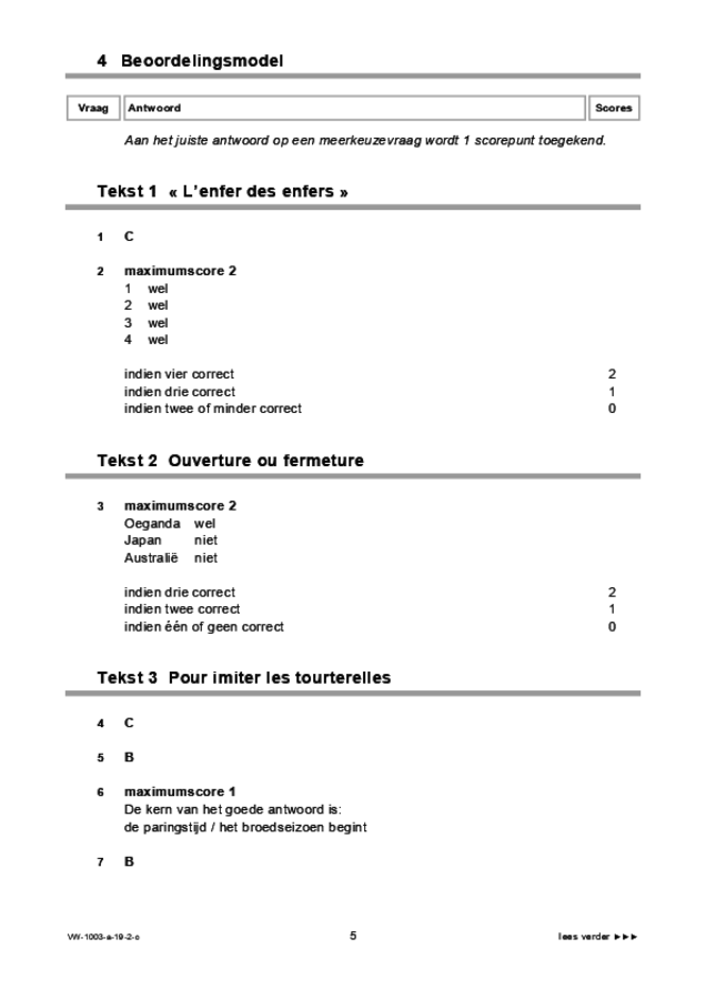 Correctievoorschrift examen VWO Frans 2019, tijdvak 2. Pagina 5