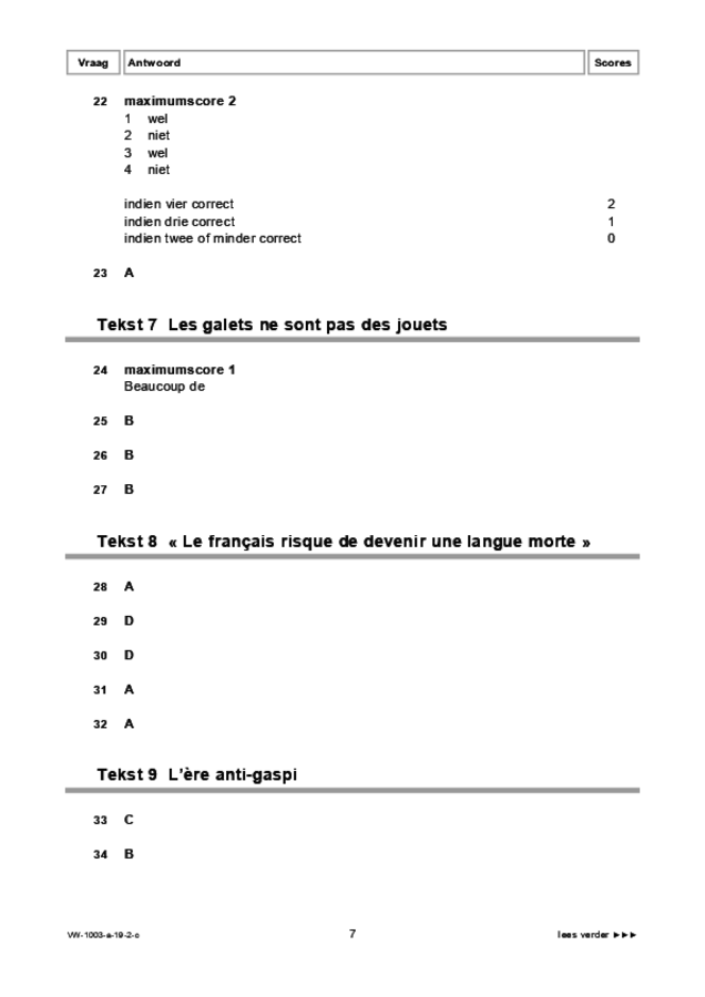 Correctievoorschrift examen VWO Frans 2019, tijdvak 2. Pagina 7