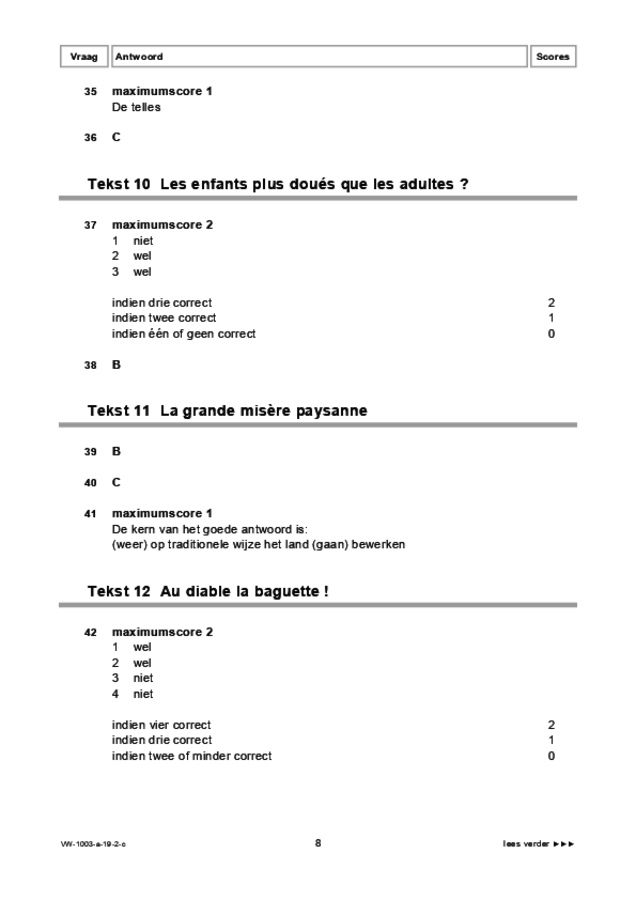 Correctievoorschrift examen VWO Frans 2019, tijdvak 2. Pagina 8