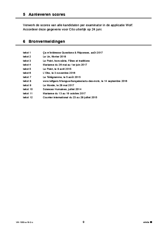 Correctievoorschrift examen VWO Frans 2019, tijdvak 2. Pagina 9