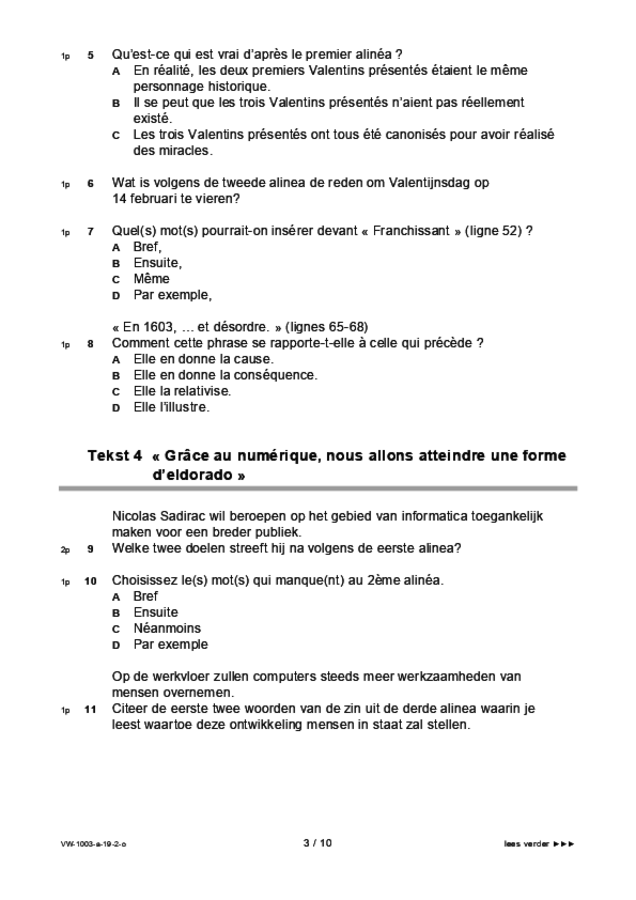 Opgaven examen VWO Frans 2019, tijdvak 2. Pagina 3