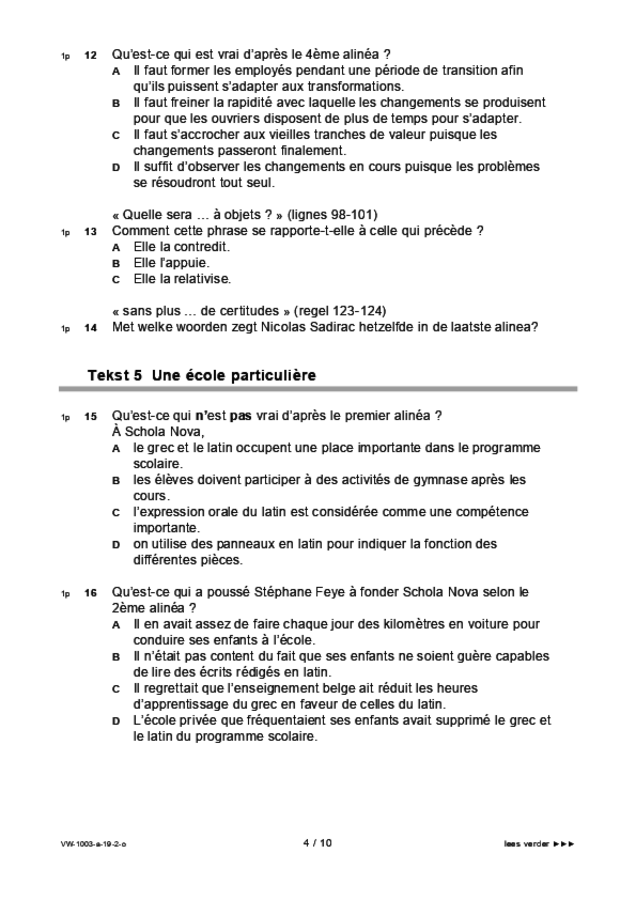 Opgaven examen VWO Frans 2019, tijdvak 2. Pagina 4