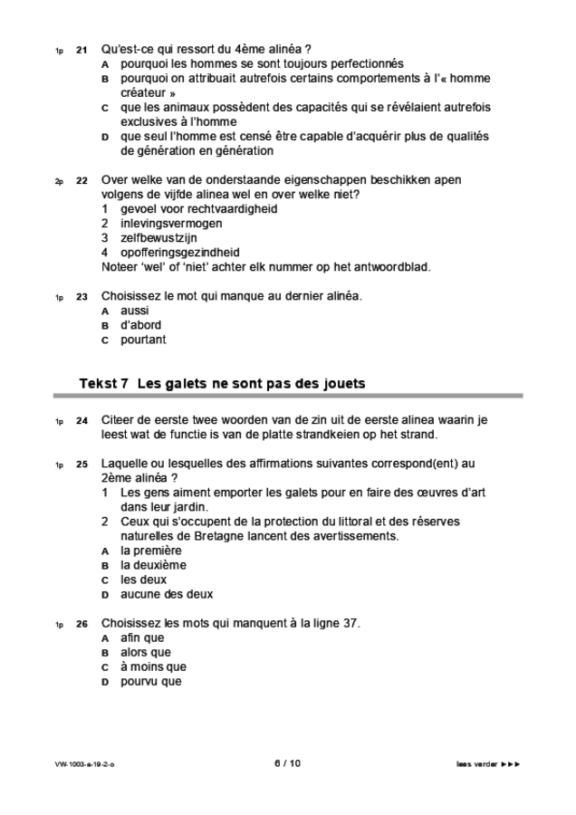 Opgaven examen VWO Frans 2019, tijdvak 2. Pagina 6