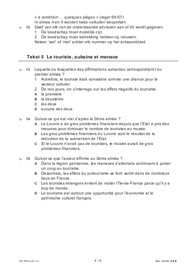 Opgaven examen VWO Frans 2022, tijdvak 1. Pagina 4