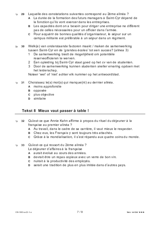 Opgaven examen VWO Frans 2022, tijdvak 1. Pagina 7