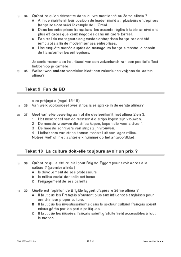 Opgaven examen VWO Frans 2022, tijdvak 1. Pagina 8