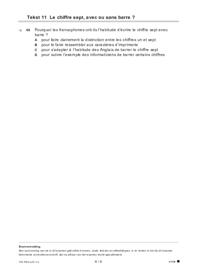 Opgaven examen VWO Frans 2022, tijdvak 1. Pagina 9