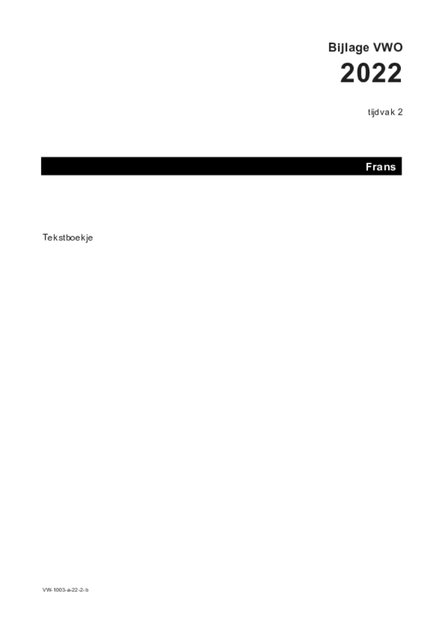 Bijlage examen VWO Frans 2022, tijdvak 2. Pagina 1