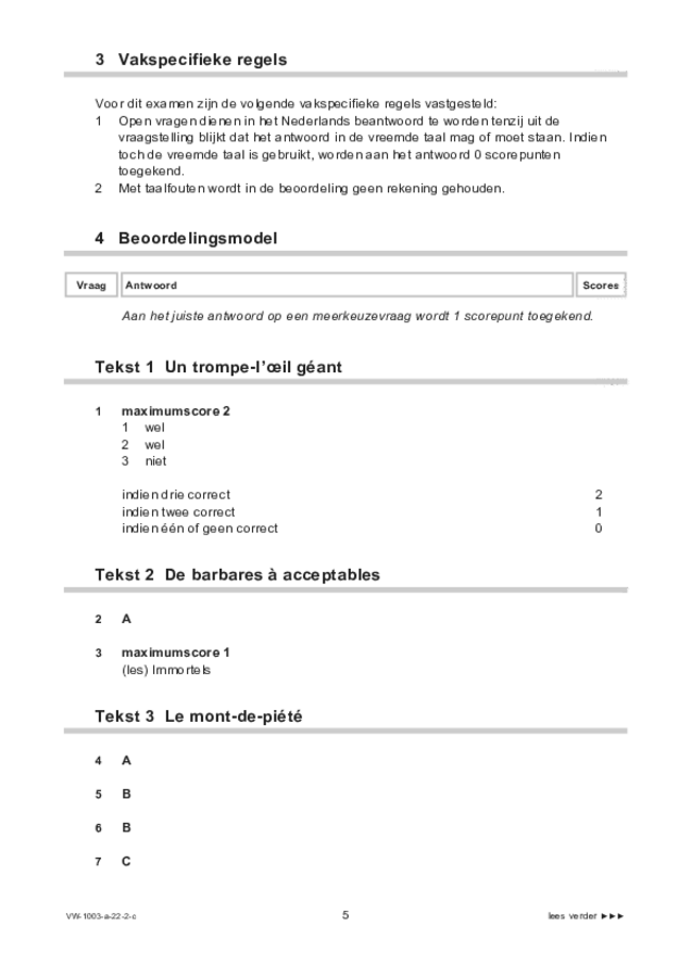 Correctievoorschrift examen VWO Frans 2022, tijdvak 2. Pagina 5