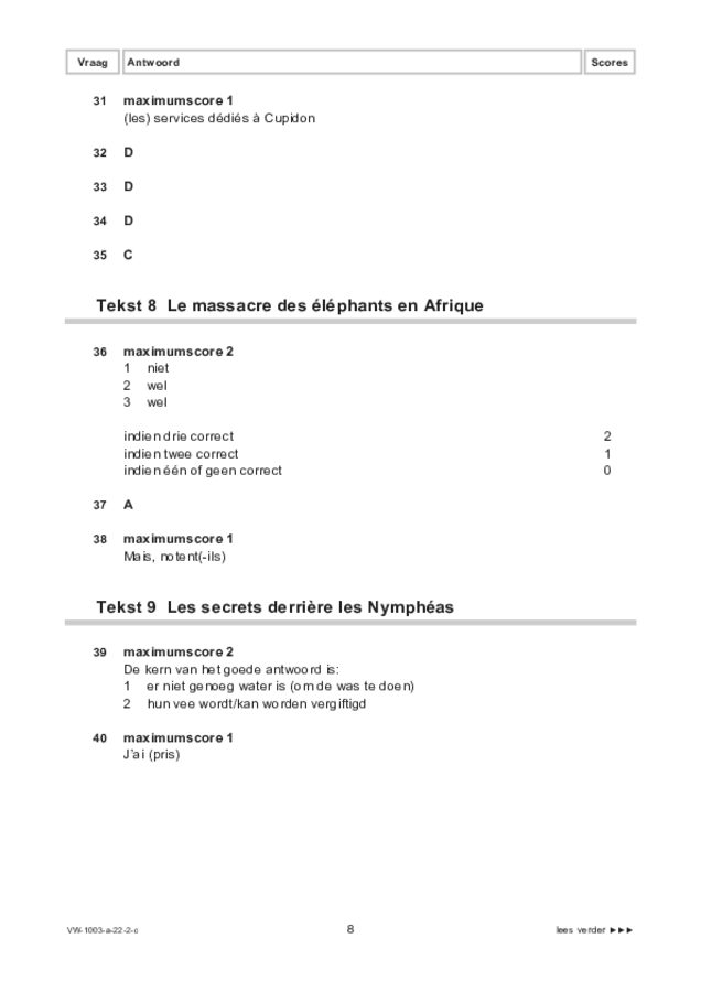 Correctievoorschrift examen VWO Frans 2022, tijdvak 2. Pagina 8