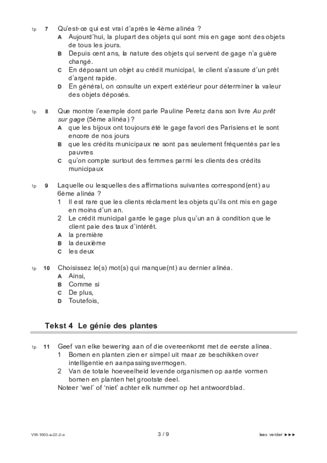 Opgaven examen VWO Frans 2022, tijdvak 2. Pagina 3