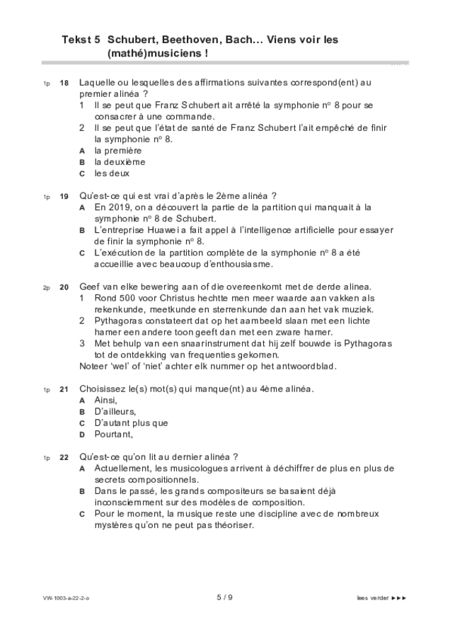 Opgaven examen VWO Frans 2022, tijdvak 2. Pagina 5