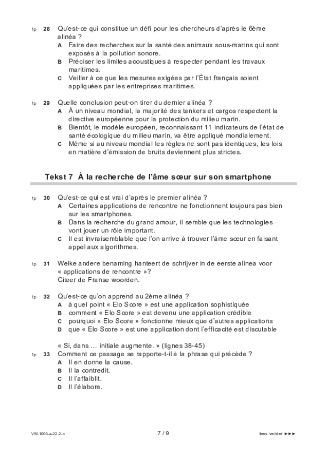 Opgaven examen VWO Frans 2022, tijdvak 2. Pagina 7