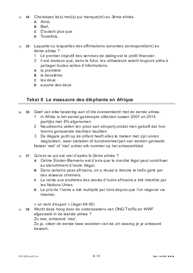 Opgaven examen VWO Frans 2022, tijdvak 2. Pagina 8