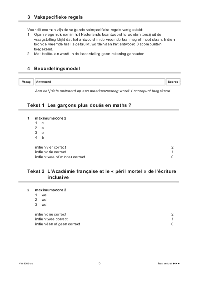 Correctievoorschrift examen VWO Frans 2022, tijdvak 3. Pagina 5