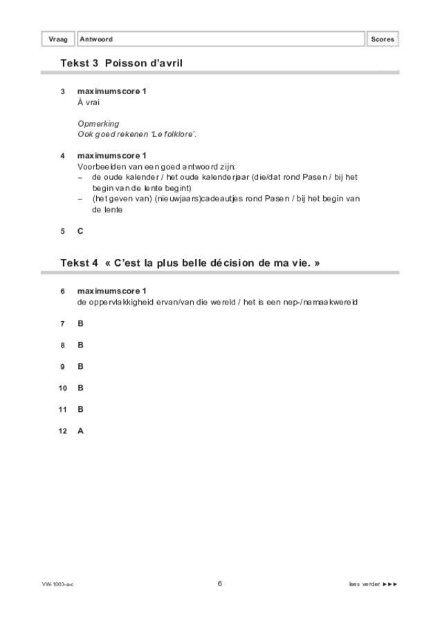 Correctievoorschrift examen VWO Frans 2022, tijdvak 3. Pagina 6