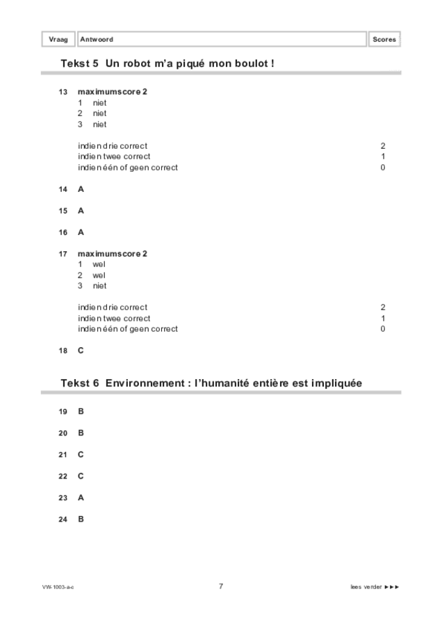 Correctievoorschrift examen VWO Frans 2022, tijdvak 3. Pagina 7
