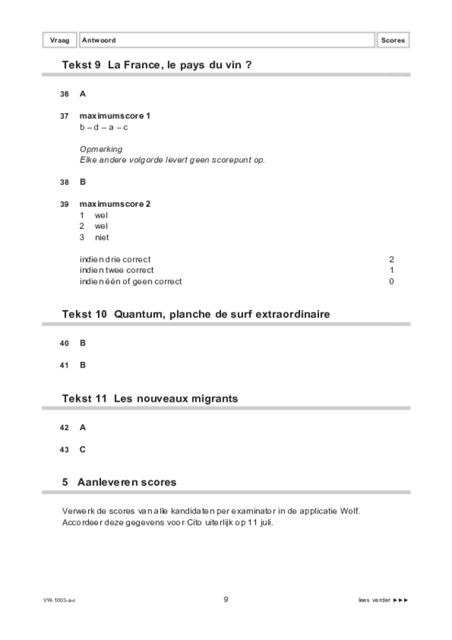 Correctievoorschrift examen VWO Frans 2022, tijdvak 3. Pagina 9