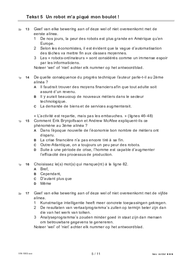 Opgaven examen VWO Frans 2022, tijdvak 3. Pagina 5