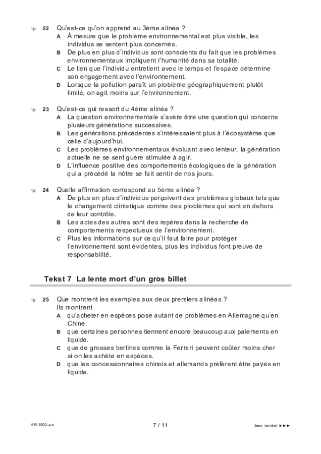 Opgaven examen VWO Frans 2022, tijdvak 3. Pagina 7