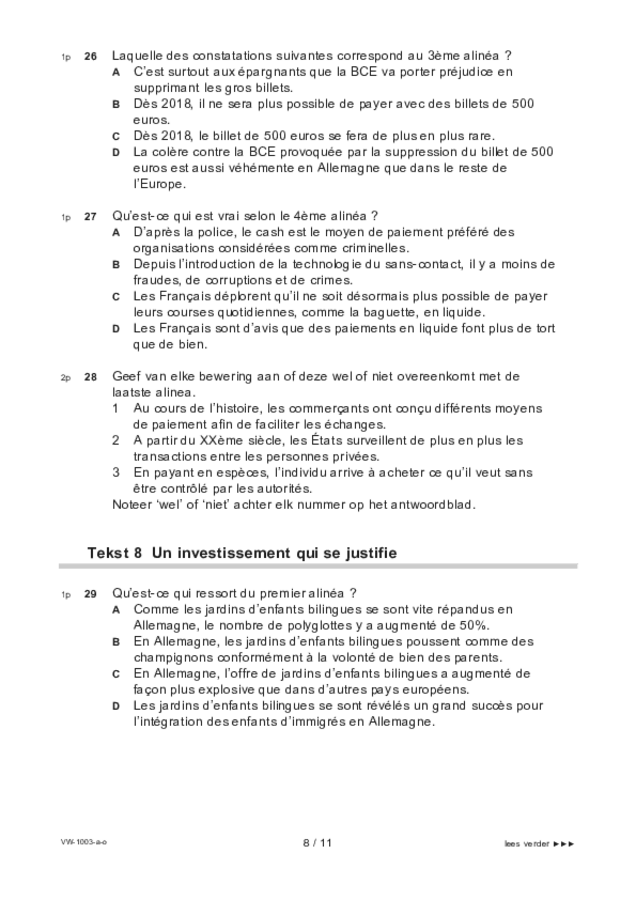 Opgaven examen VWO Frans 2022, tijdvak 3. Pagina 8