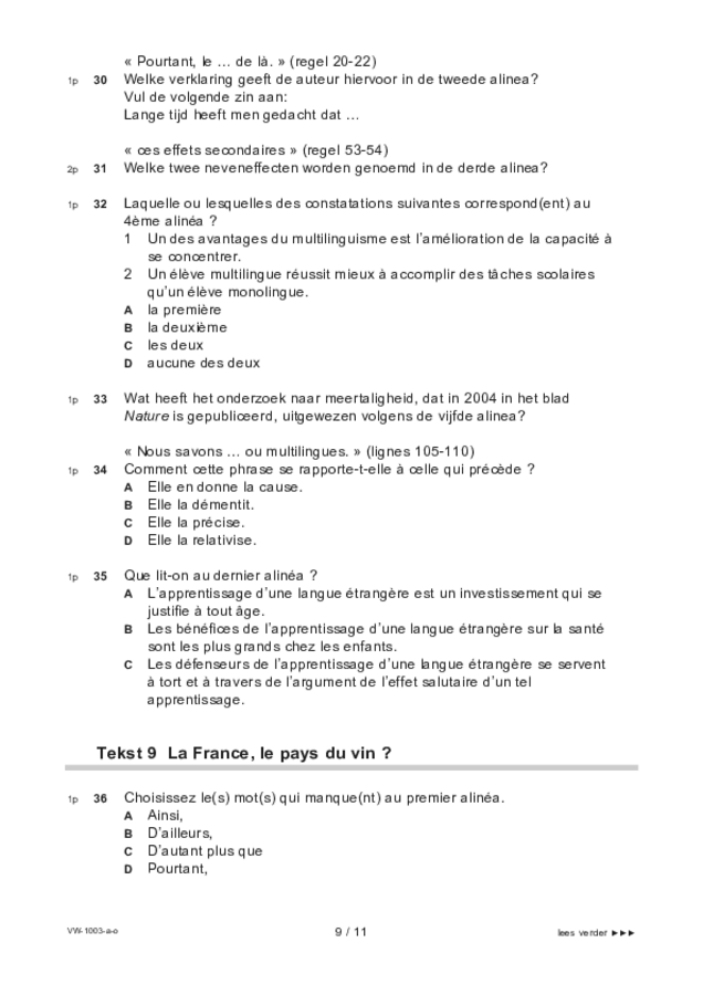 Opgaven examen VWO Frans 2022, tijdvak 3. Pagina 9