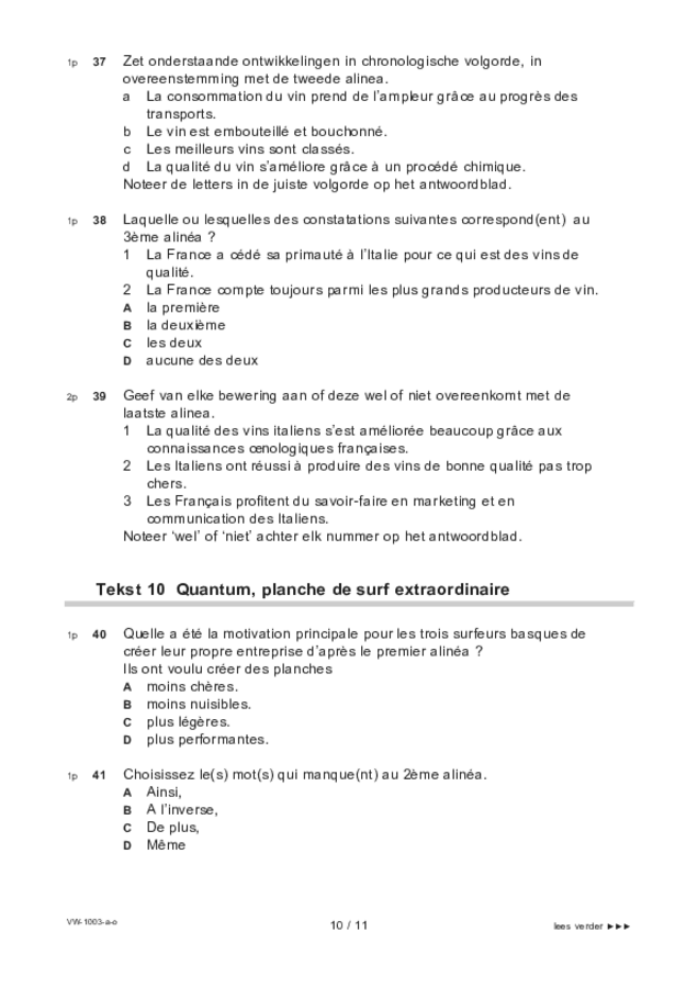 Opgaven examen VWO Frans 2022, tijdvak 3. Pagina 10