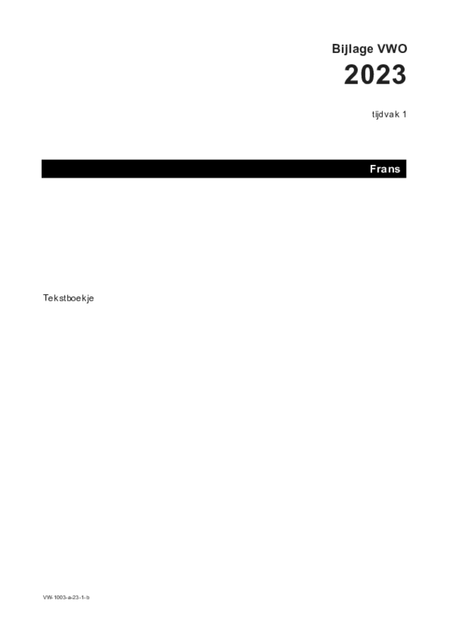Bijlage examen VWO Frans 2023, tijdvak 1. Pagina 1