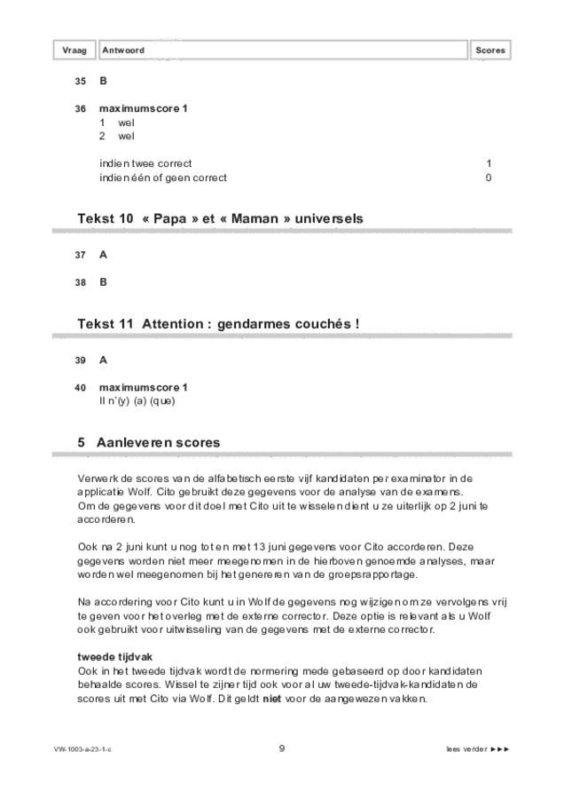 Correctievoorschrift examen VWO Frans 2023, tijdvak 1. Pagina 9