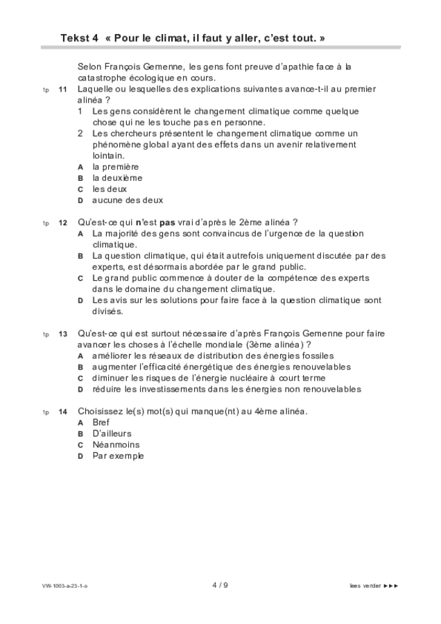 Opgaven examen VWO Frans 2023, tijdvak 1. Pagina 4