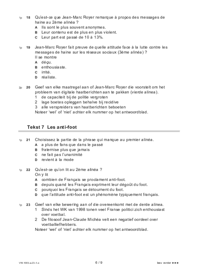 Opgaven examen VWO Frans 2023, tijdvak 1. Pagina 6