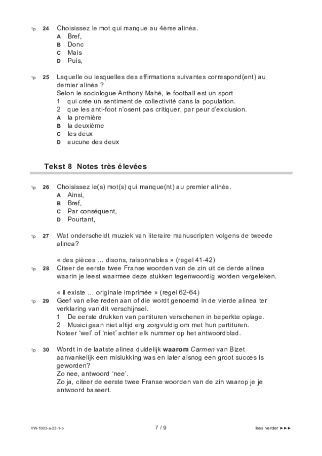 Opgaven examen VWO Frans 2023, tijdvak 1. Pagina 7