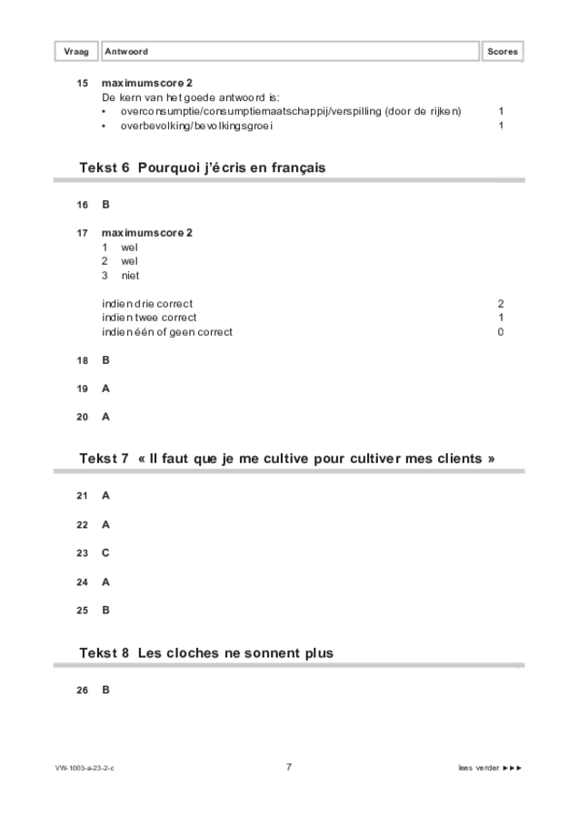 Correctievoorschrift examen VWO Frans 2023, tijdvak 2. Pagina 7