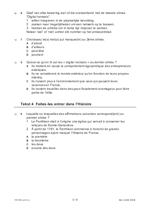 Opgaven examen VWO Frans 2023, tijdvak 2. Pagina 3