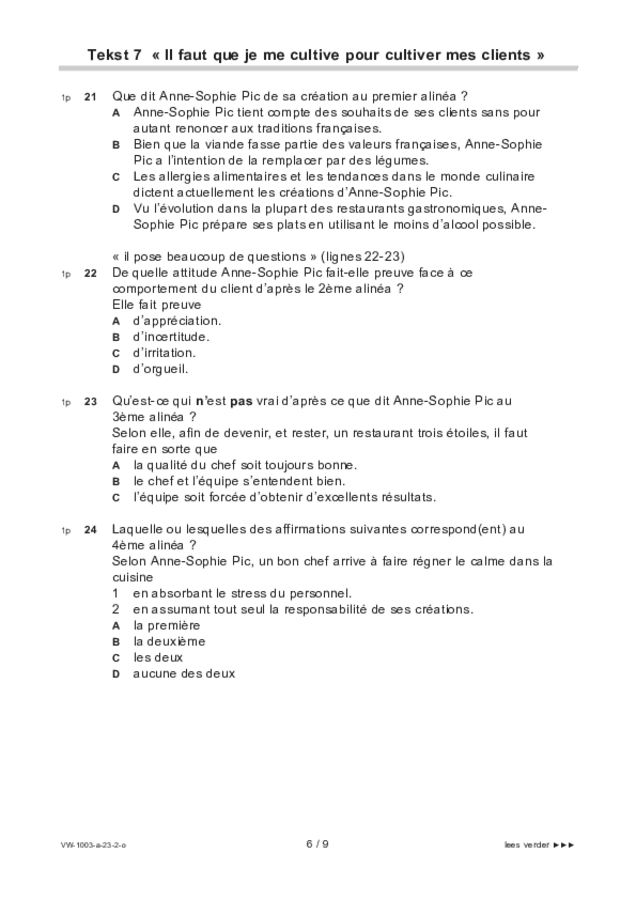 Opgaven examen VWO Frans 2023, tijdvak 2. Pagina 6