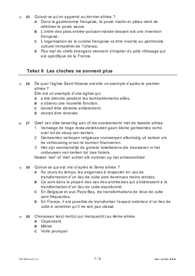 Opgaven examen VWO Frans 2023, tijdvak 2. Pagina 7