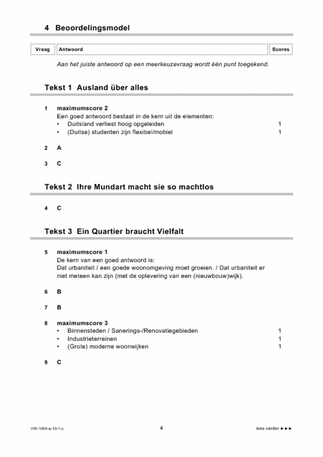 Correctievoorschrift examen VWO Duits 2010, tijdvak 1. Pagina 4