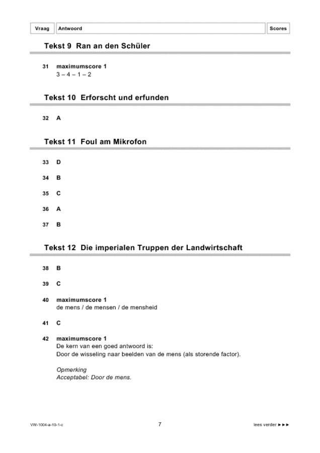 Correctievoorschrift examen VWO Duits 2010, tijdvak 1. Pagina 7