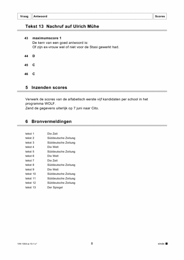 Correctievoorschrift examen VWO Duits 2010, tijdvak 1. Pagina 8