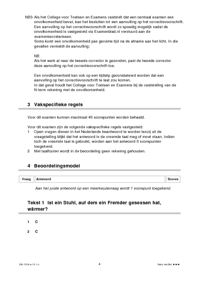 Correctievoorschrift examen VWO Duits 2015, tijdvak 1. Pagina 4