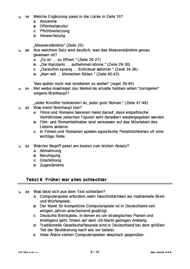 Opgaven examen VWO Duits 2019, tijdvak 1. Pagina 6