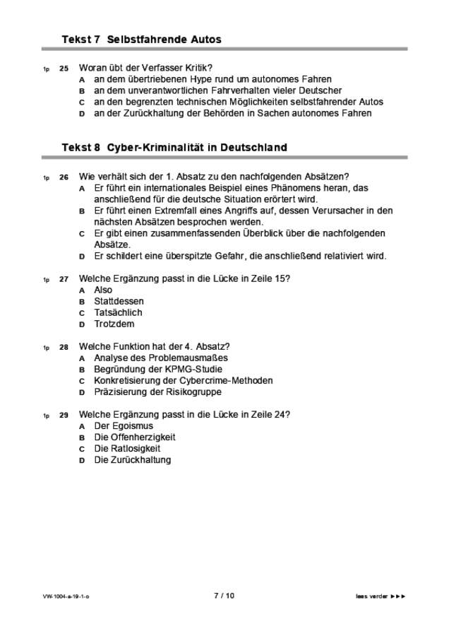 Opgaven examen VWO Duits 2019, tijdvak 1. Pagina 7