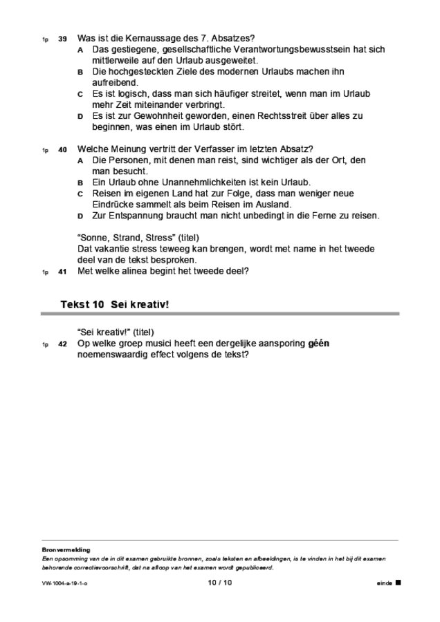 Opgaven examen VWO Duits 2019, tijdvak 1. Pagina 10