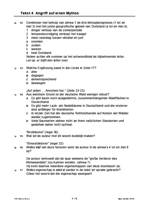 Opgaven examen VWO Duits 2019, tijdvak 2. Pagina 4