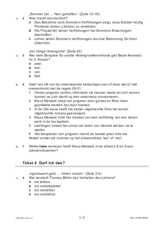 Opgaven examen VWO Duits 2022, tijdvak 1. Pagina 3