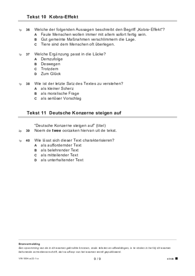 Opgaven examen VWO Duits 2022, tijdvak 1. Pagina 9