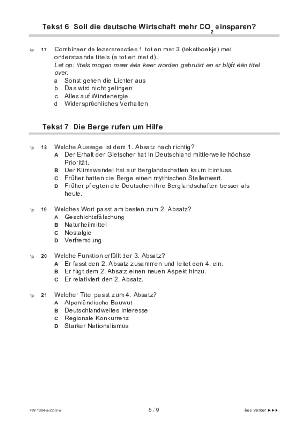 Opgaven examen VWO Duits 2022, tijdvak 2. Pagina 5
