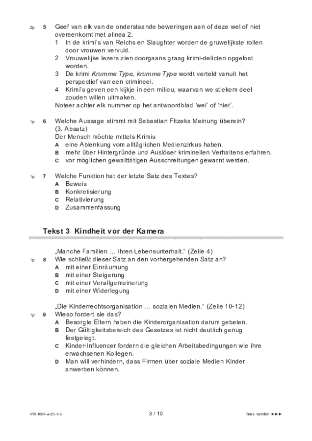 Opgaven examen VWO Duits 2023, tijdvak 1. Pagina 3